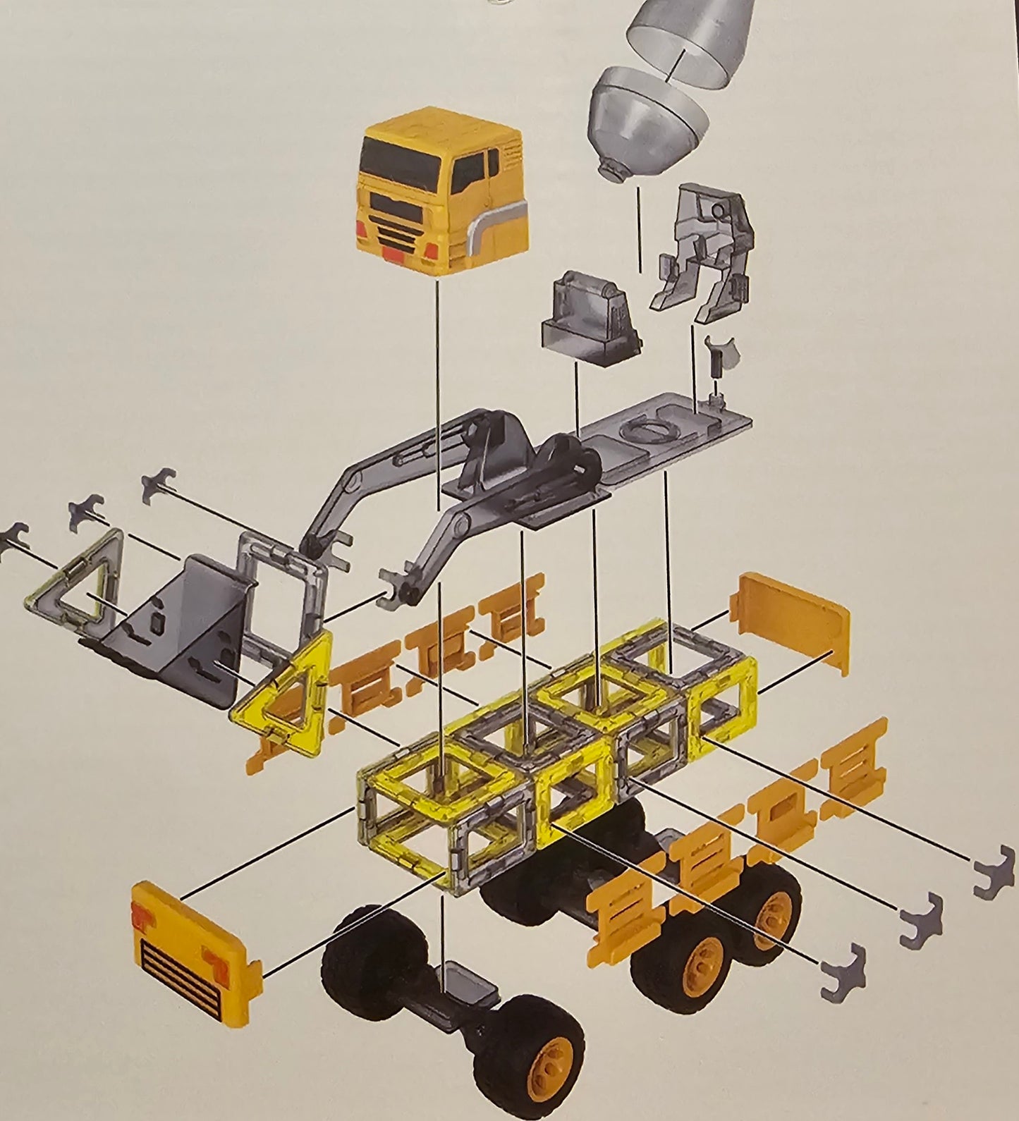 Magnetisches 10-in-1 Baufahrzeug-Set - Kreativer Konstruktionsspaß für kleine Baumeister!