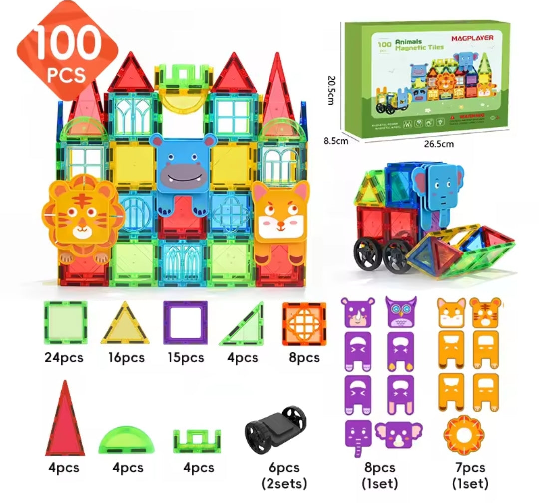 Magnet Bausteine mit tierischen Freunden 100