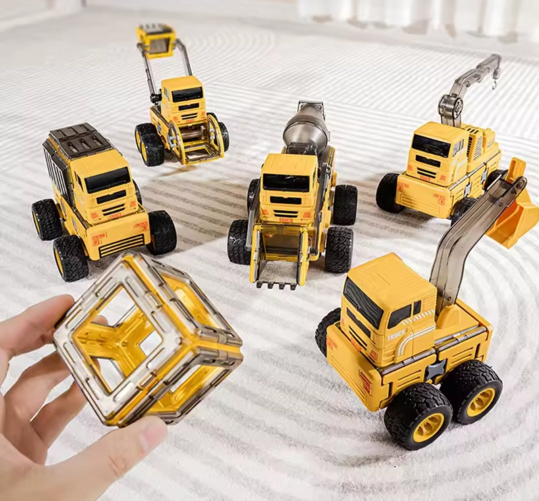 Magnetisches 10-in-1 Baufahrzeug-Set - Kreativer Konstruktionsspaß für kleine Baumeister!